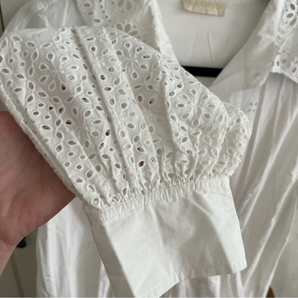 ULLA JOHNSON Adette tie-detailed broderie anglaise eyelet cotton midi dress - Picture 10 of 13